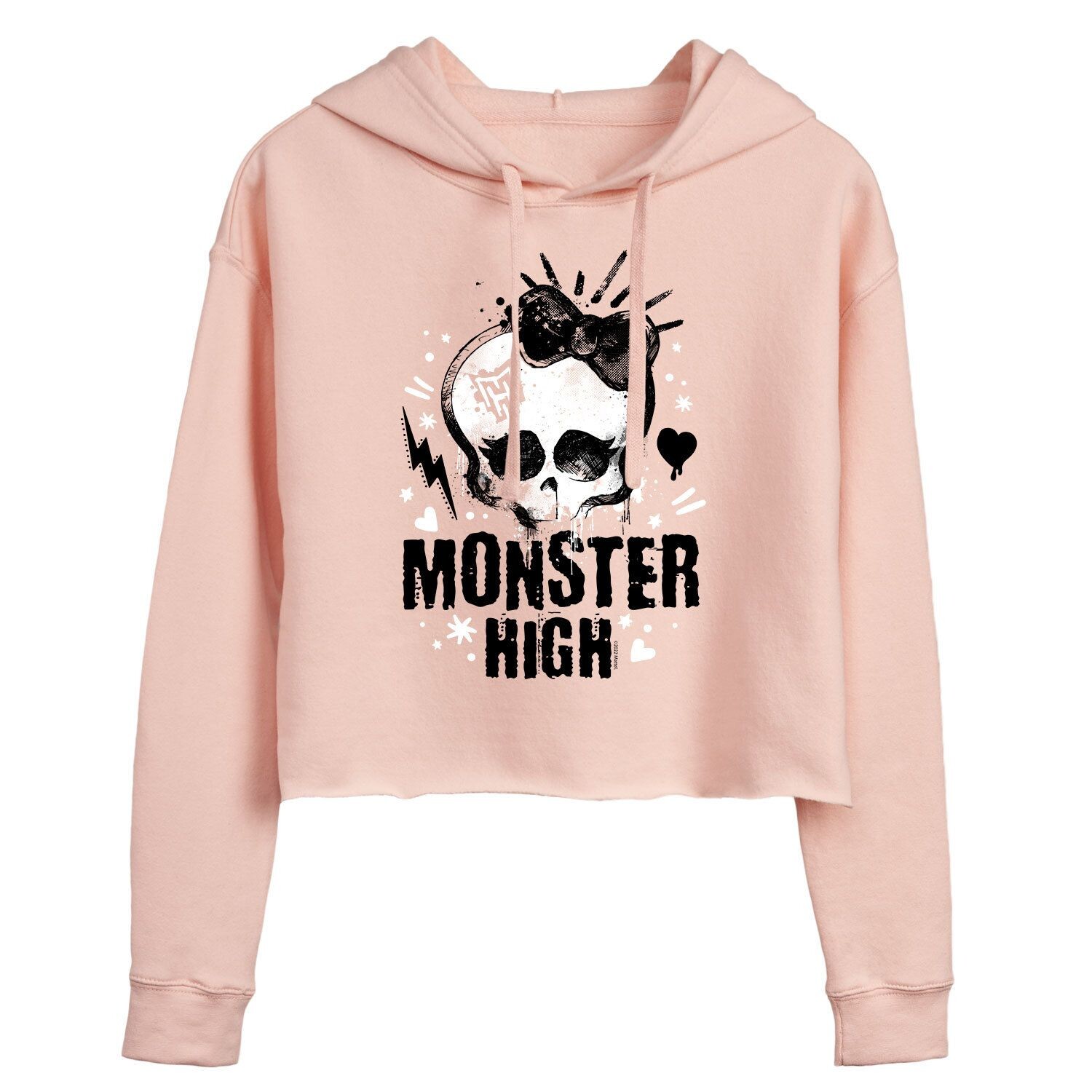 

Розовое укороченное худи с рисунком Monster High для юниоров с черепом и логотипом Licensed Character, Розовый, Розовое укороченное худи с рисунком Monster High для юниоров с черепом и логотипом Licensed Character