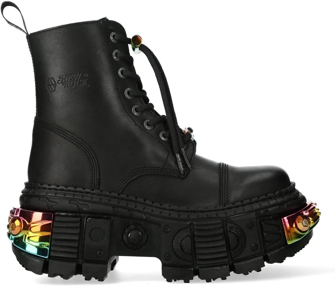 

Ботинки New Rock WALL83CCT-S8 унисекс металлические черные кожаные платформенные готические