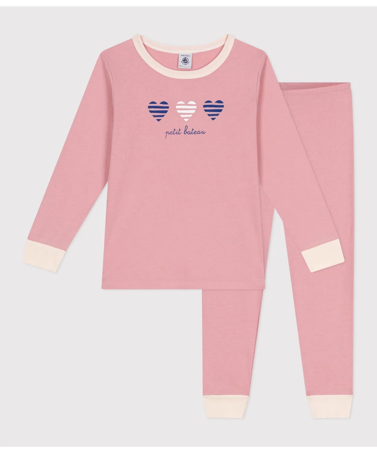 Пижама детская с сердечками Cotton 100% длинный рукав светло-розовая — фото 4