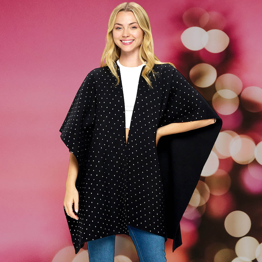 

Блестящий сплошной пончо руана TRUEDAMES, черный/серебряный