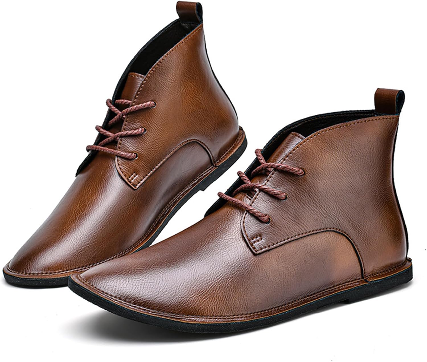 

Мужские кожаные ботинки оксфорды на шнуровке с плоской подошвой, ретро, с круглым носком, однотонные челси, повседневные, удобные, с нескользящей плоской подошвой, на щиколотку Galonfulty, коричневый