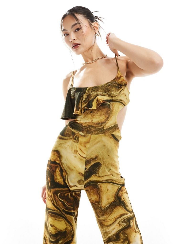 

Широкий комбинезон с бретелями и вырезом на спине ASOS DESIGN