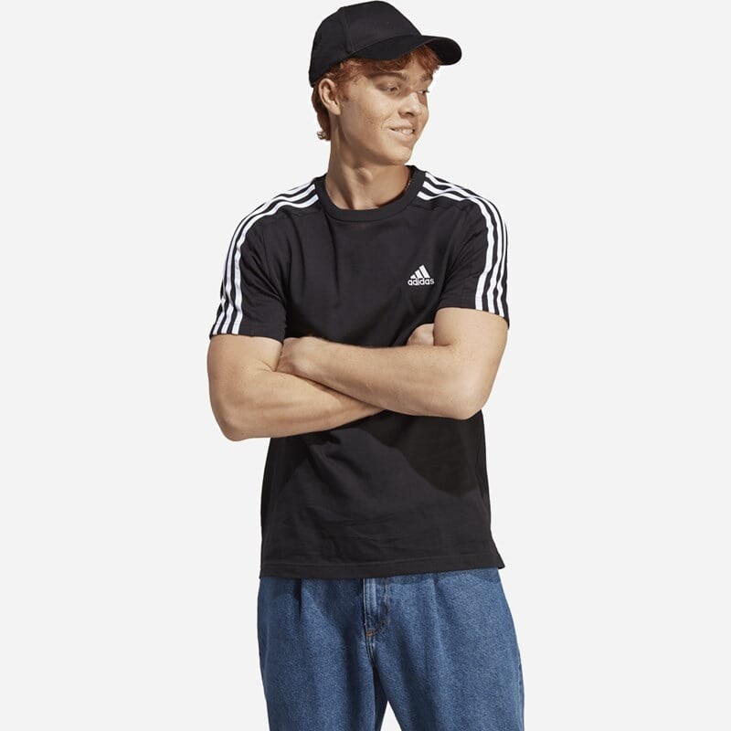 

Мужская футболка Essentials из одинарного джерси с 3 полосками Adidas, белый