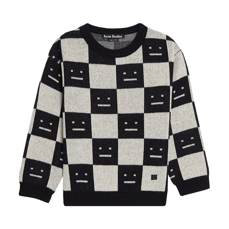 

Свитер Acne Studios Kids Jacquard Logo Sweater, цвет Black/Oatmeal Beige