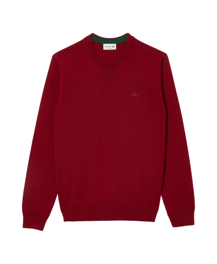

Свитер с круглым вырезом из мериносовой шерсти Lacoste, красный
