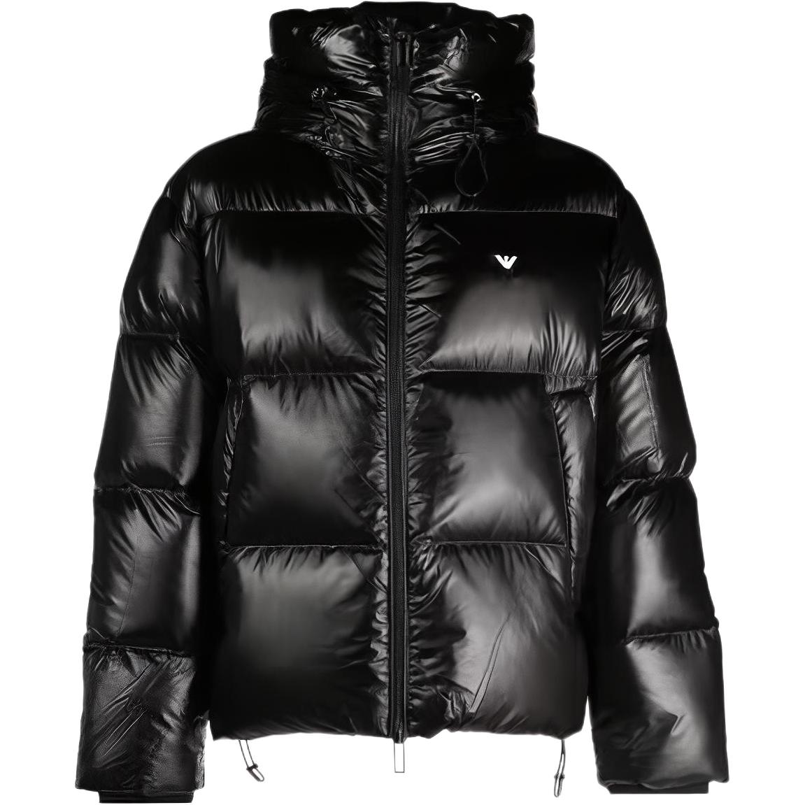 

EMPORIO ARMANI Худи-пуховик с молнией и вышитым логотипом, Black