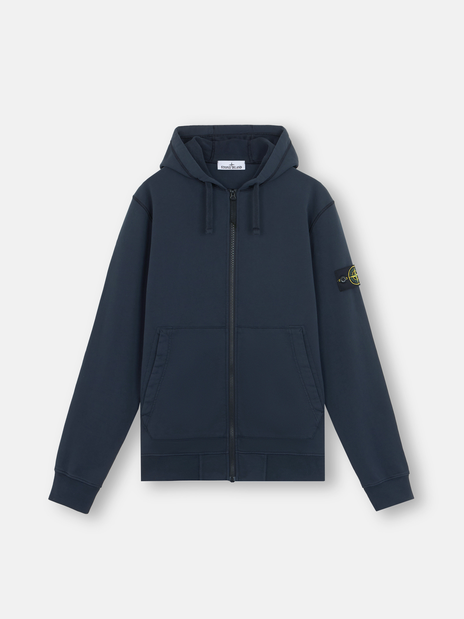

Толстовка прямого кроя с капюшоном на молнии и карманами Stone Island 6100061 ORGANIC COTTON FLEECE, Navy Blue