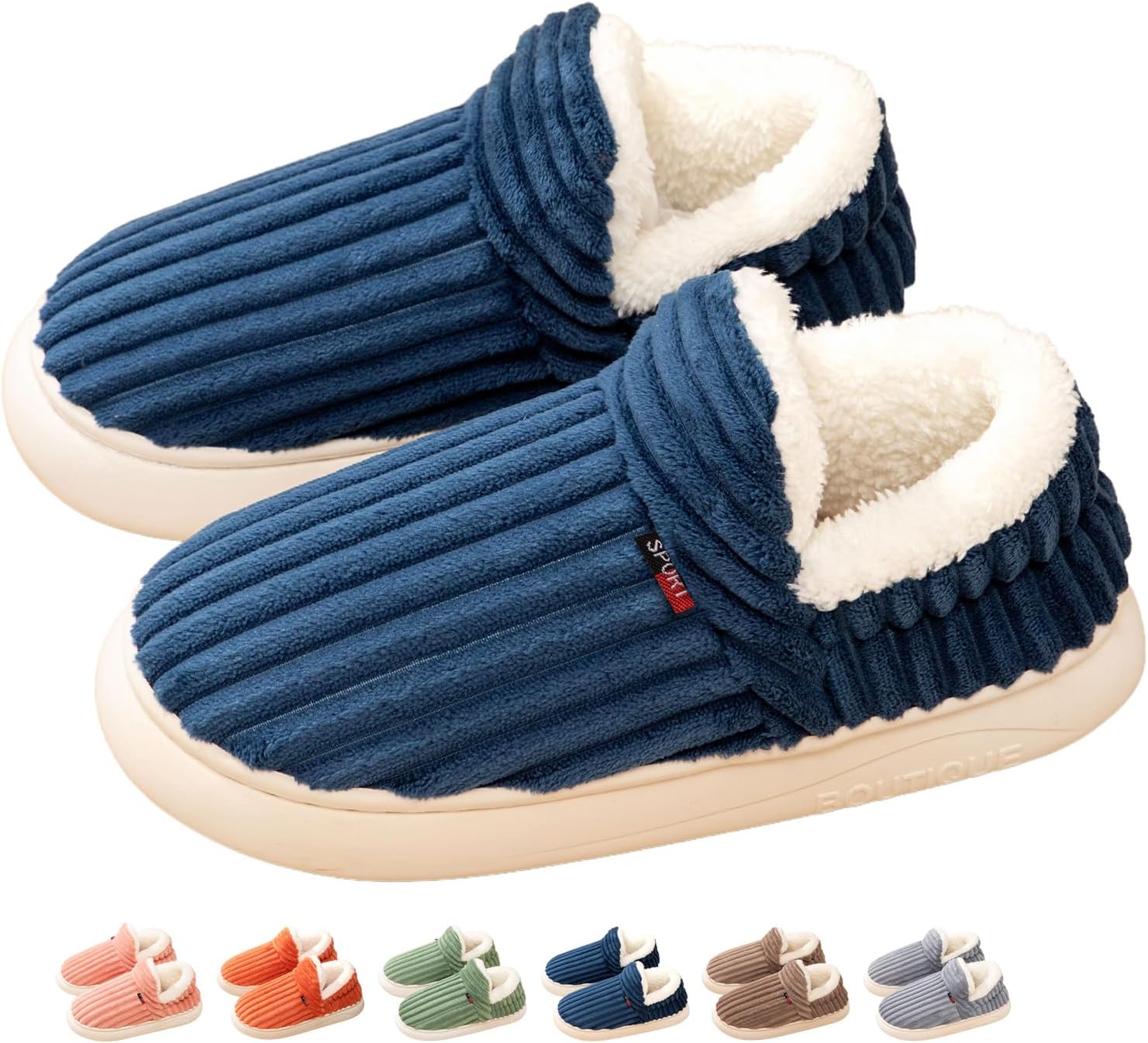 

Уютные и стильные домашние тапочки Puffy Cozy для женщин и мужчин, обновленная модель Cozy Cloud 2025 года, нескользящая подошва на толстой подошве Generic, темно-синий