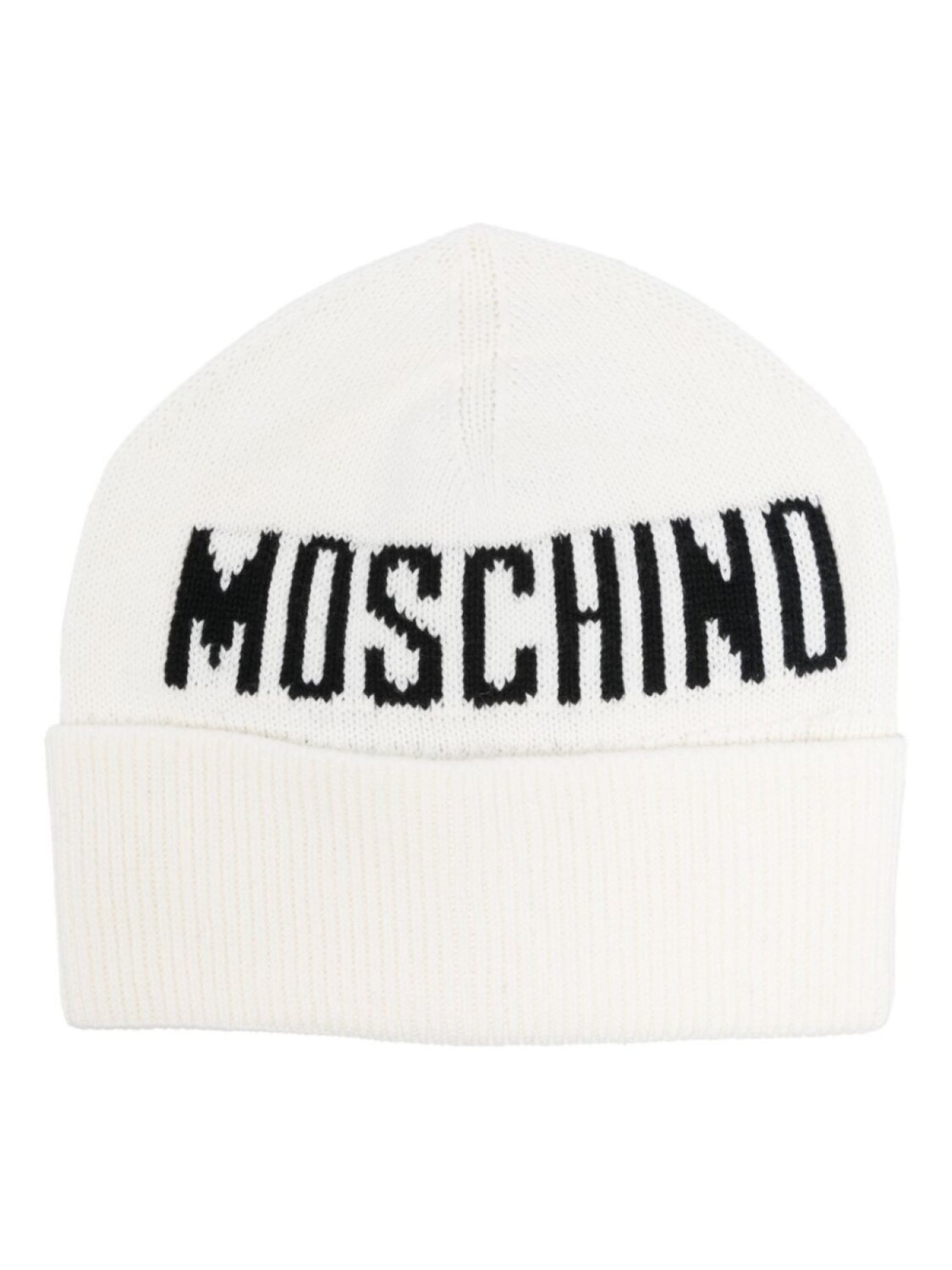 

Шапка-бини с логотипом в технике интарсия Moschino Kids, белый