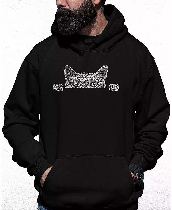 

Мужская худи с принтом Peeking Cat Word Art LA Pop Art, черный