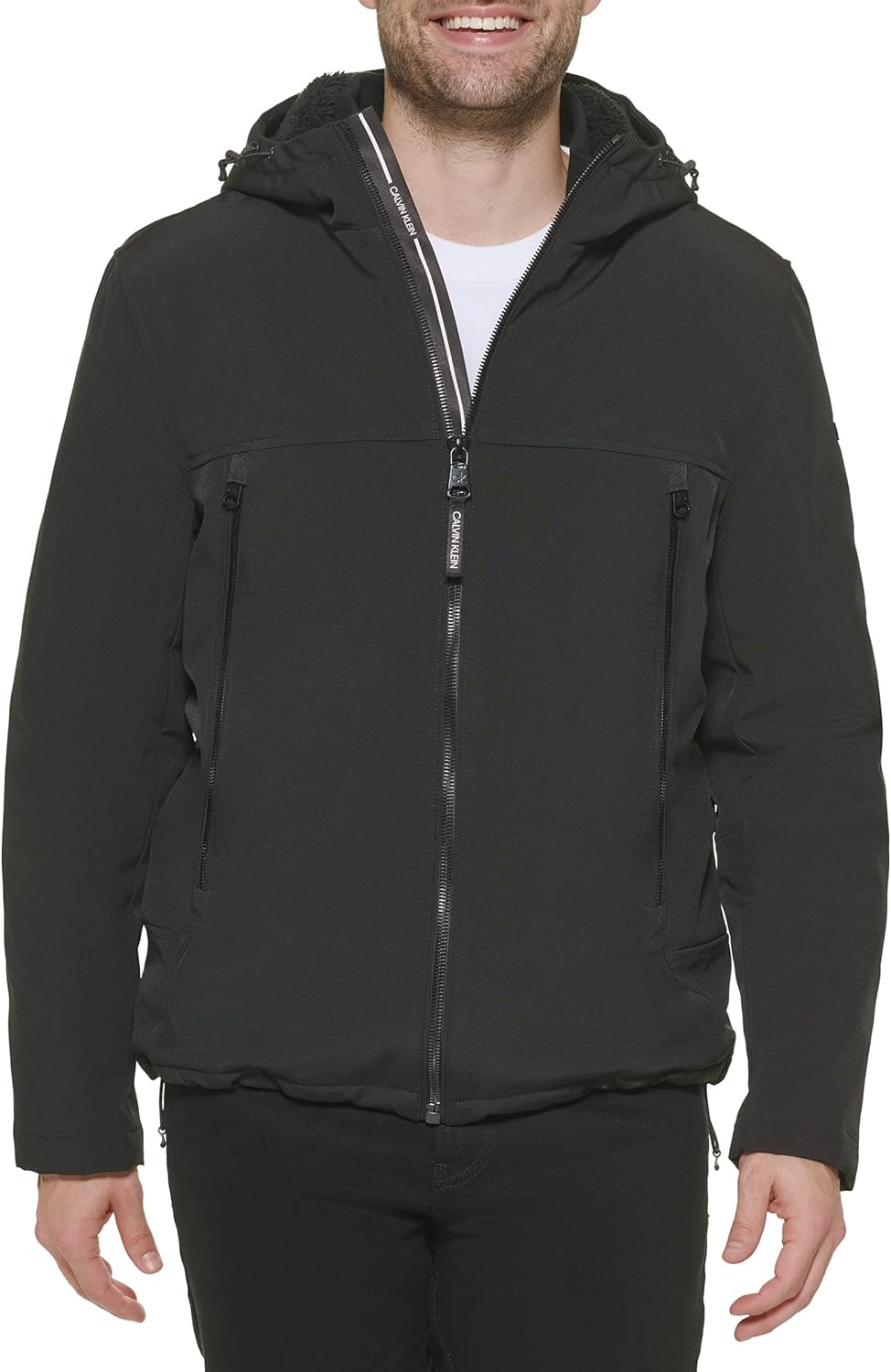 

Мужские зимние пальто Calvin Klein - куртка с капюшоном и подкладкой из шерпы, мягкая оболочка, Sherpa Lined Black