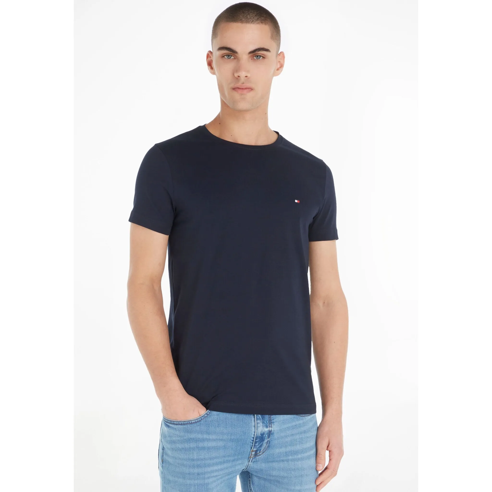 

Футболка Tommy Hilfiger "CORE STRETCH SLIM C-NECK TEE", цвет морской волны