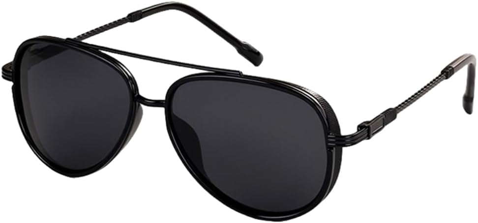 

Винтажные овальные поляризованные мужские солнцезащитные очки, классические очки с двойной перемычкой, ретро-стиль, защита от УФ-излучения UV400 для активного отдыха VFDHN, Black C1