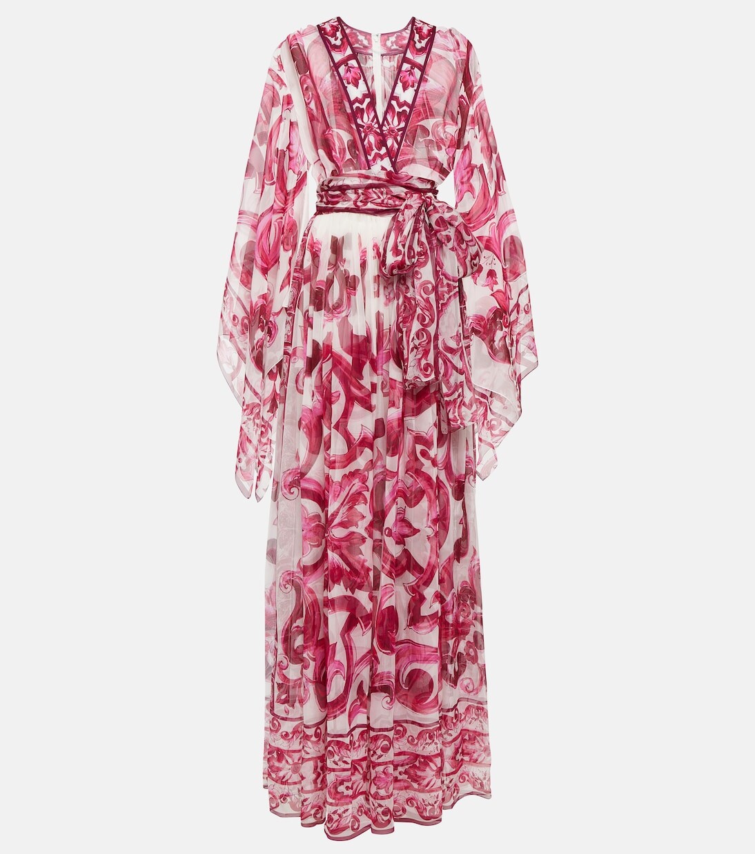 

Платье макси из шелка майолика Dolce&Gabbana, мультиколор