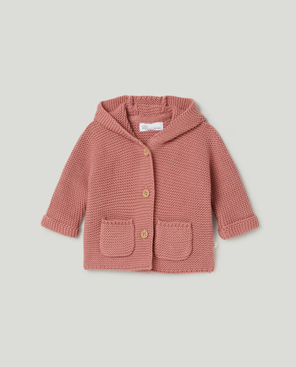 

Вязаная кофточка для девочки с капюшоном Baby El Corte Inglés, светло-розовый