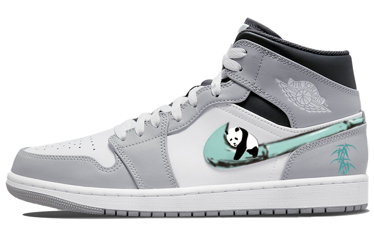 

Кроссовки Air Jordan 1 Vintage Basketball Shoes Men Mid-top Grey/white/green, серый