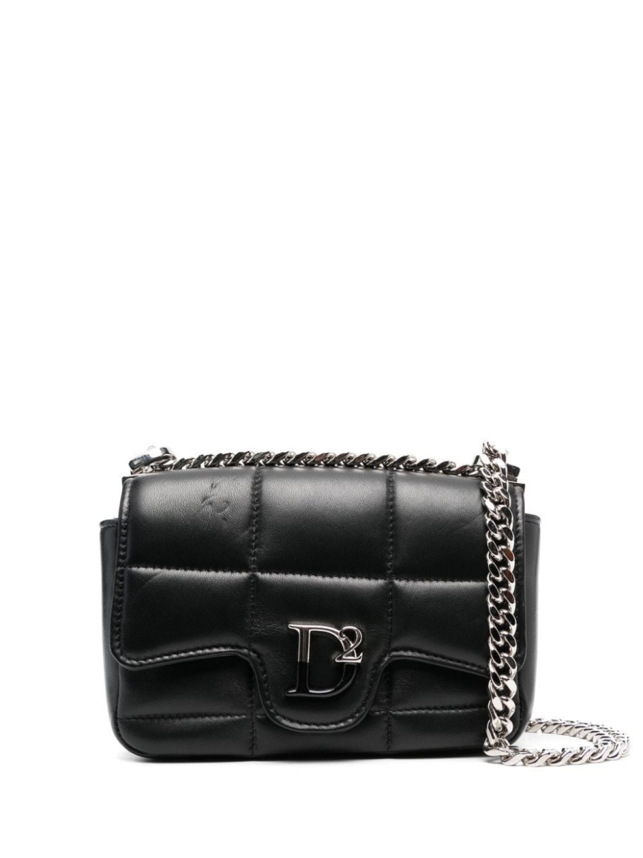 

Dsquared2 logo-plaque quilted crossbody bag, черный