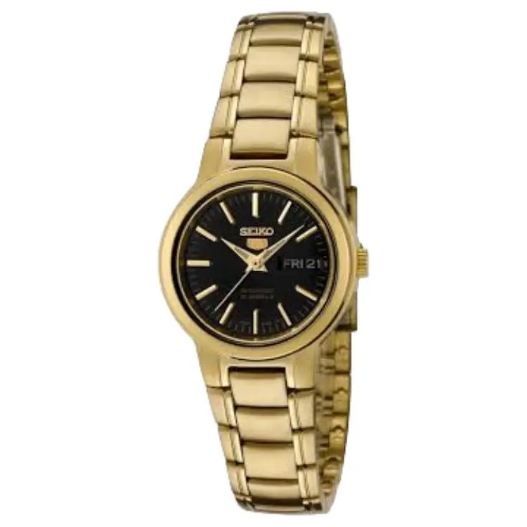 

SEIKO Часы женские Series 5 с автоматическим механическим механизмом, стальной браслет, 25 мм, черный циферблат