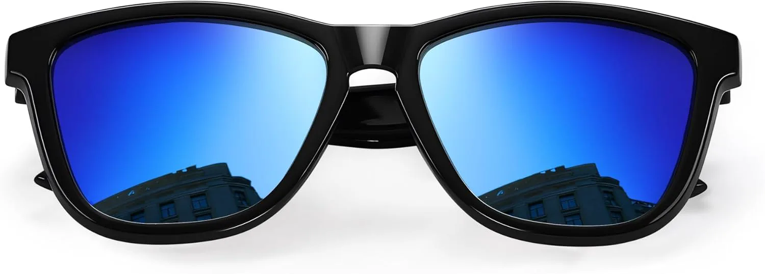 

Солнцезащитные очки DANAMY для женщин, поляризованные, модные, дизайнерские, с зеркальными линзами и защитой от УФ-излучения UV400, Black Frame / Navy Blue Lens