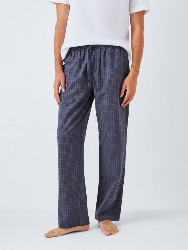 

Органические хлопковые брюки для отдыха в клетку из пике John Lewis, Blue Navy