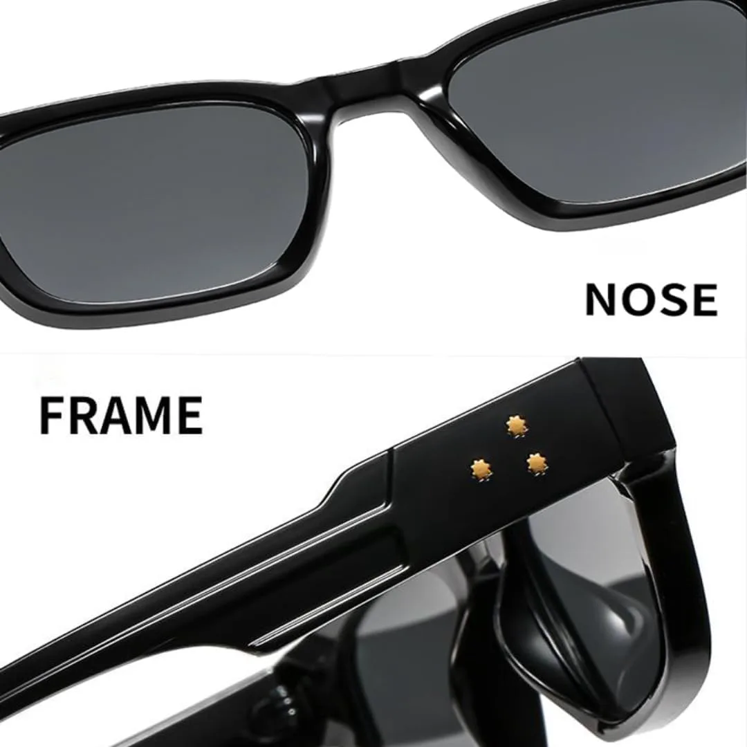 

Солнцезащитные очки с защитой UV400 | Широкие дужки, заклепки | для женщин и мужчин, для занятий спортом на открытом воздухе и вождения DSVIGF, Black Grey