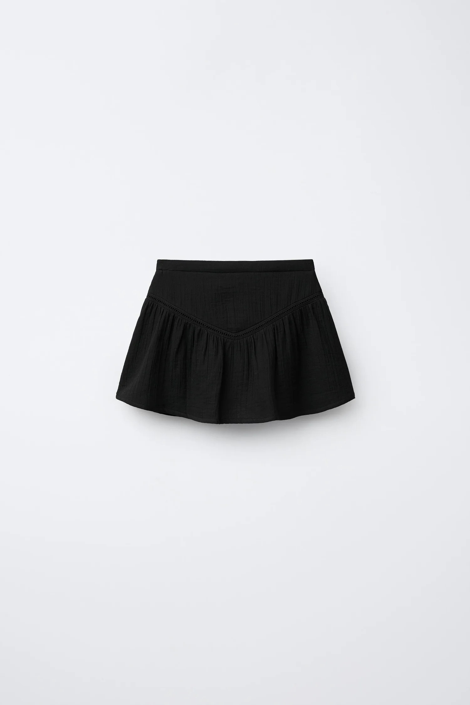 Юбка с английской бродери с рюшами Zara, черный — фото 2