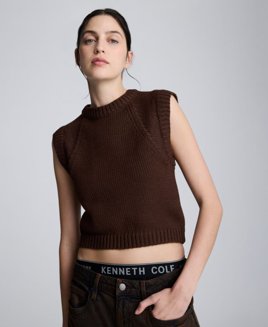 

Женский жилет-свитер без рукавов с круглым вырезом Kenneth Cole, French Toast