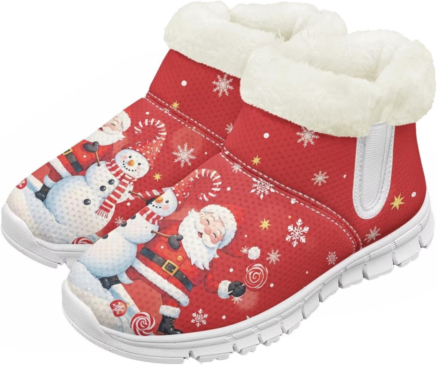 

Детские зимние сапоги для девочек, водонепроницаемые, противоскользящие, для холодной погоды, с искусственным мехом, походные ботинки Goronwyfloyd, Christmas Santa Snowman