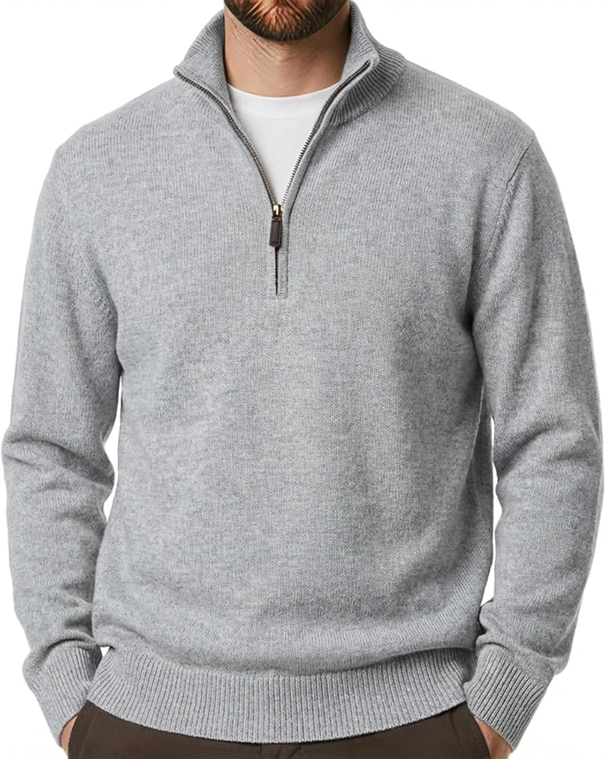 

Мужской свитер с высоким воротником и молнией на 1/4, свободный фасон Winnim