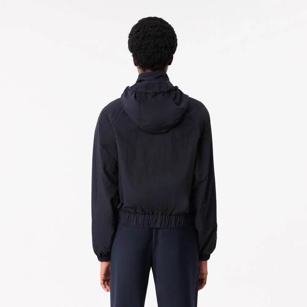 Куртка Lacoste нейлоновая короткая с капюшоном, темно-синяя — фото 3