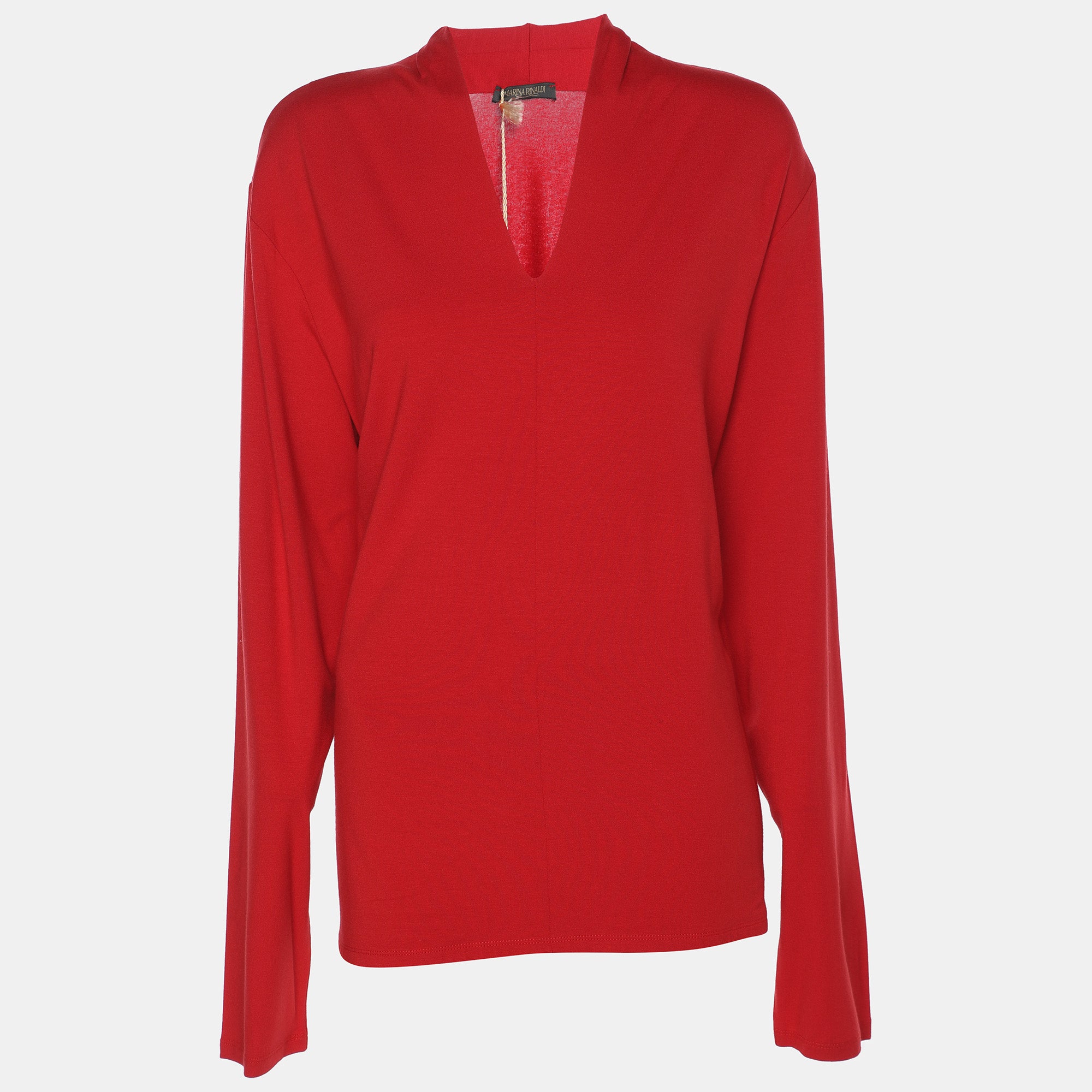 

Красный трикотажный топ с V-образным вырезом Marina Rinaldi