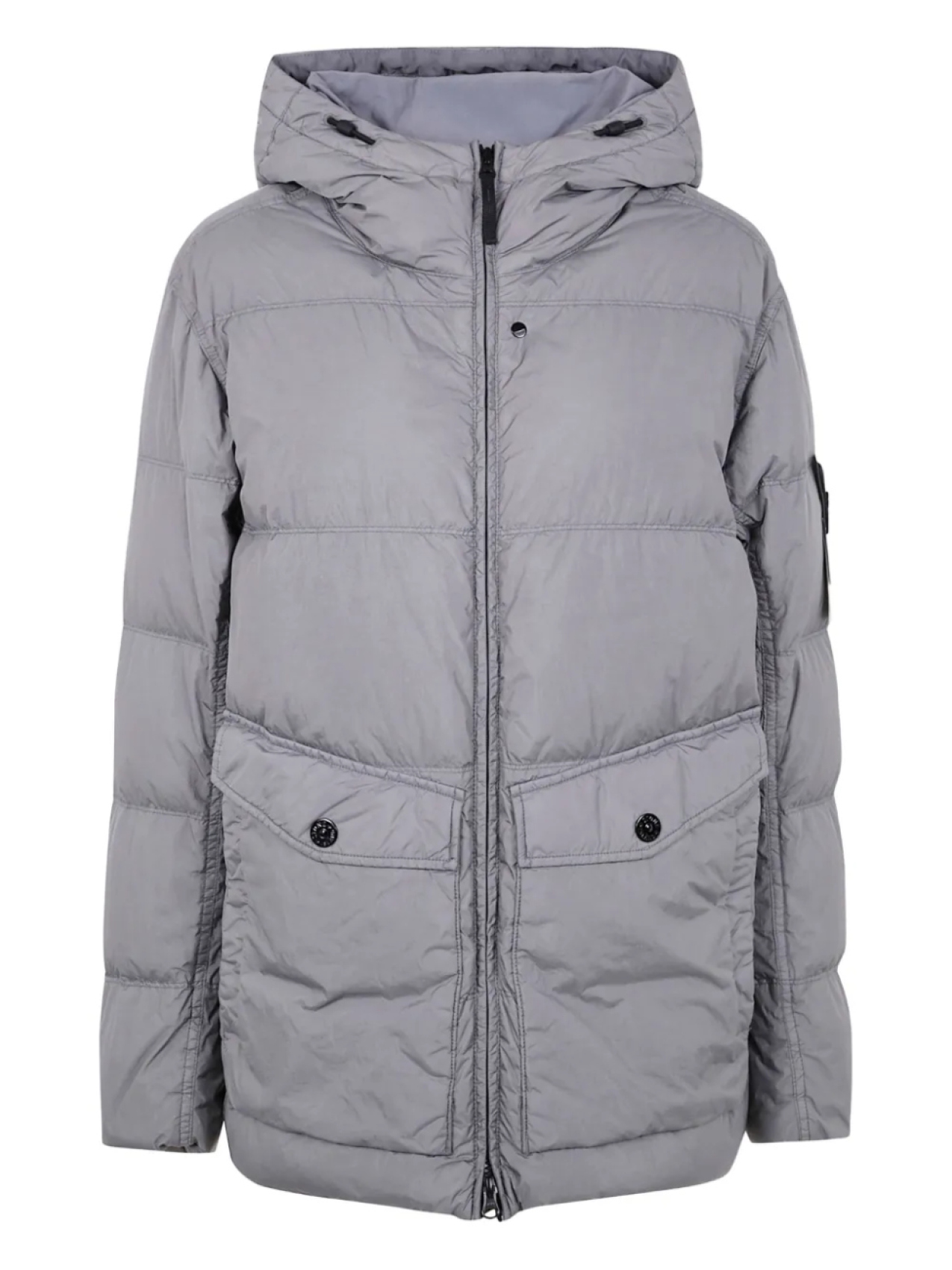 

Пуховик Stone Island с эмблемой Compass, серый
