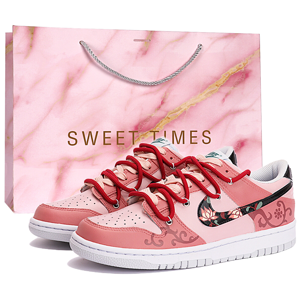 

Кроссовки Nike Dunk Skateboarding Shoes Women's Low-top Pink/Red, розовый