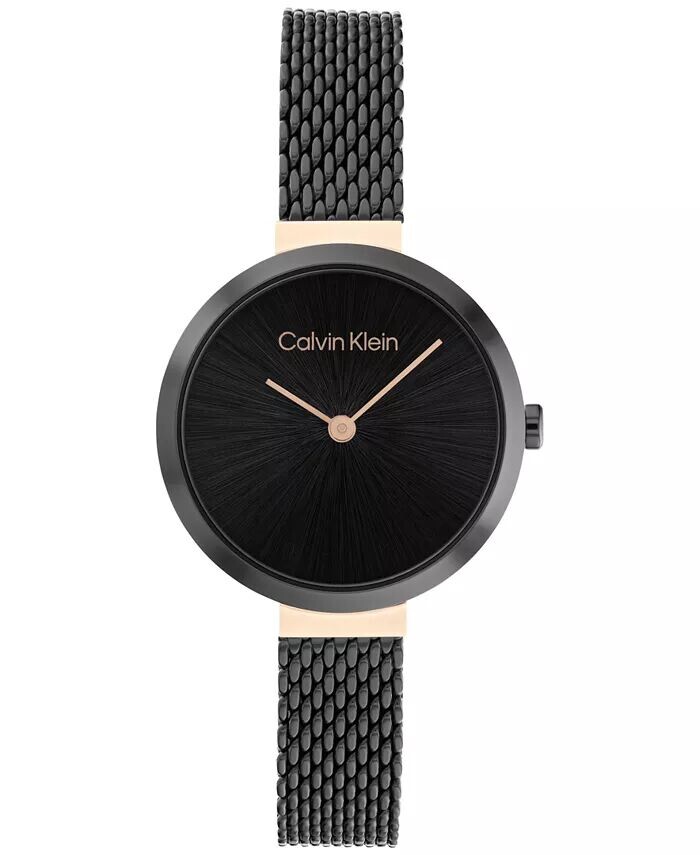 

Черные часы-браслет из нержавеющей стали с сеткой 28 мм Calvin Klein, черный