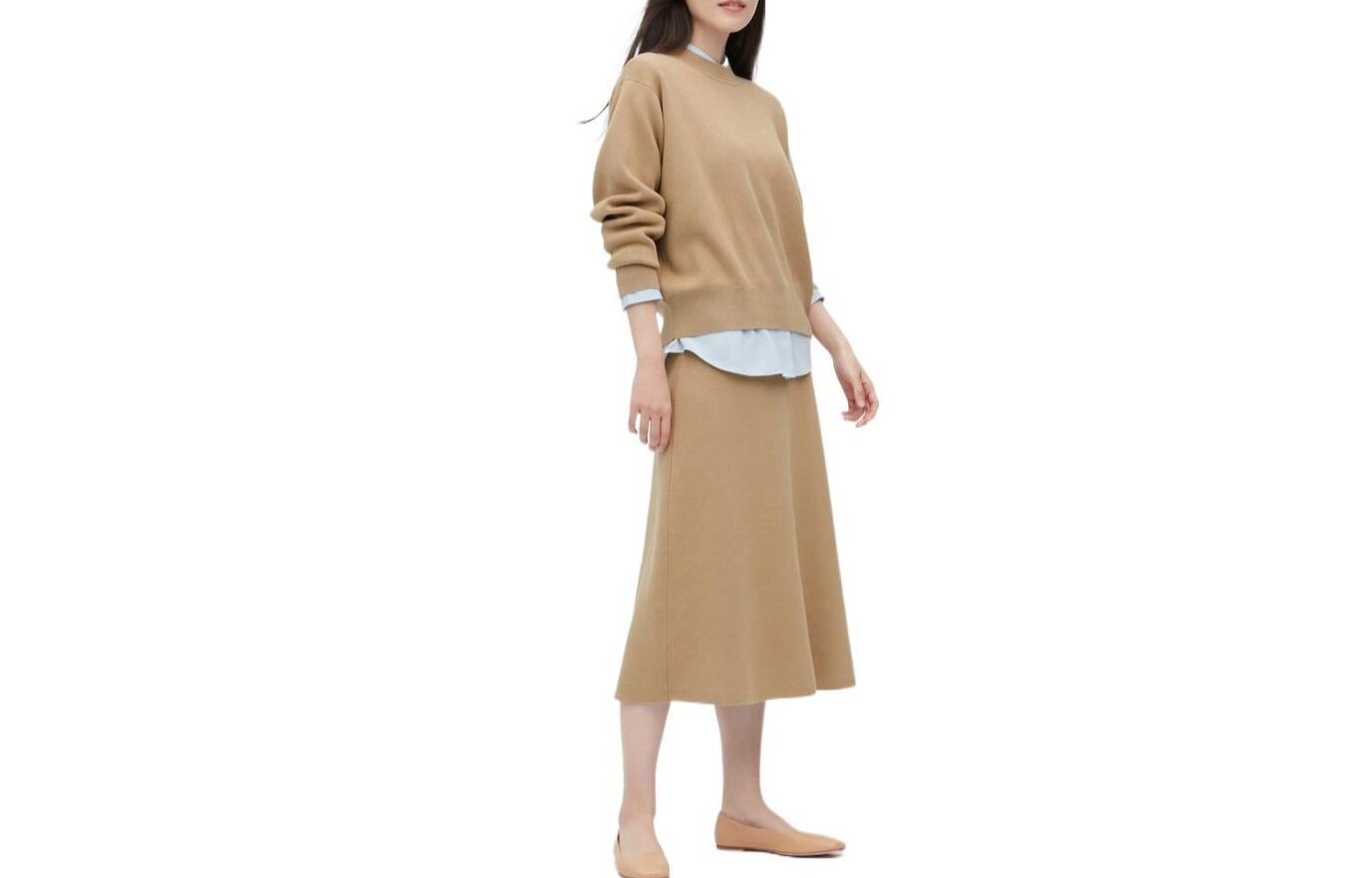 

Повседневная длинная юбка женская бежевая Uniqlo