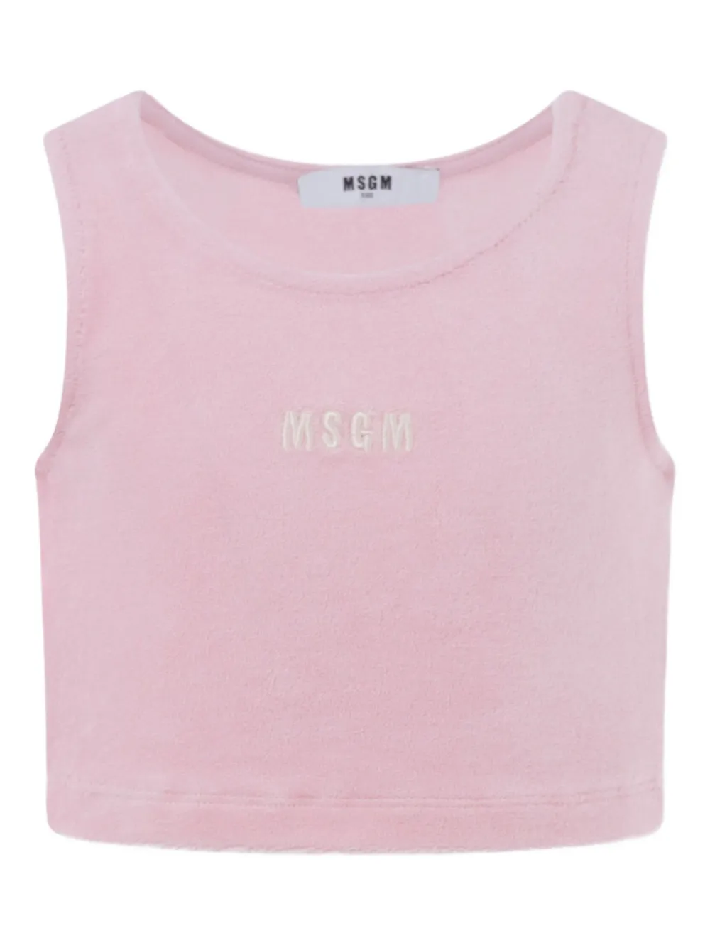 

Укороченный топ с вышитым логотипом MSGM Kids, розовый