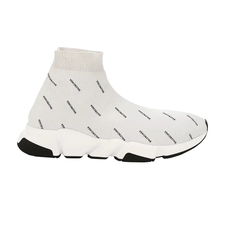 Кроссовки Balenciaga Wmns Speed Trainer Allover Logo - Pearl Grey, белый