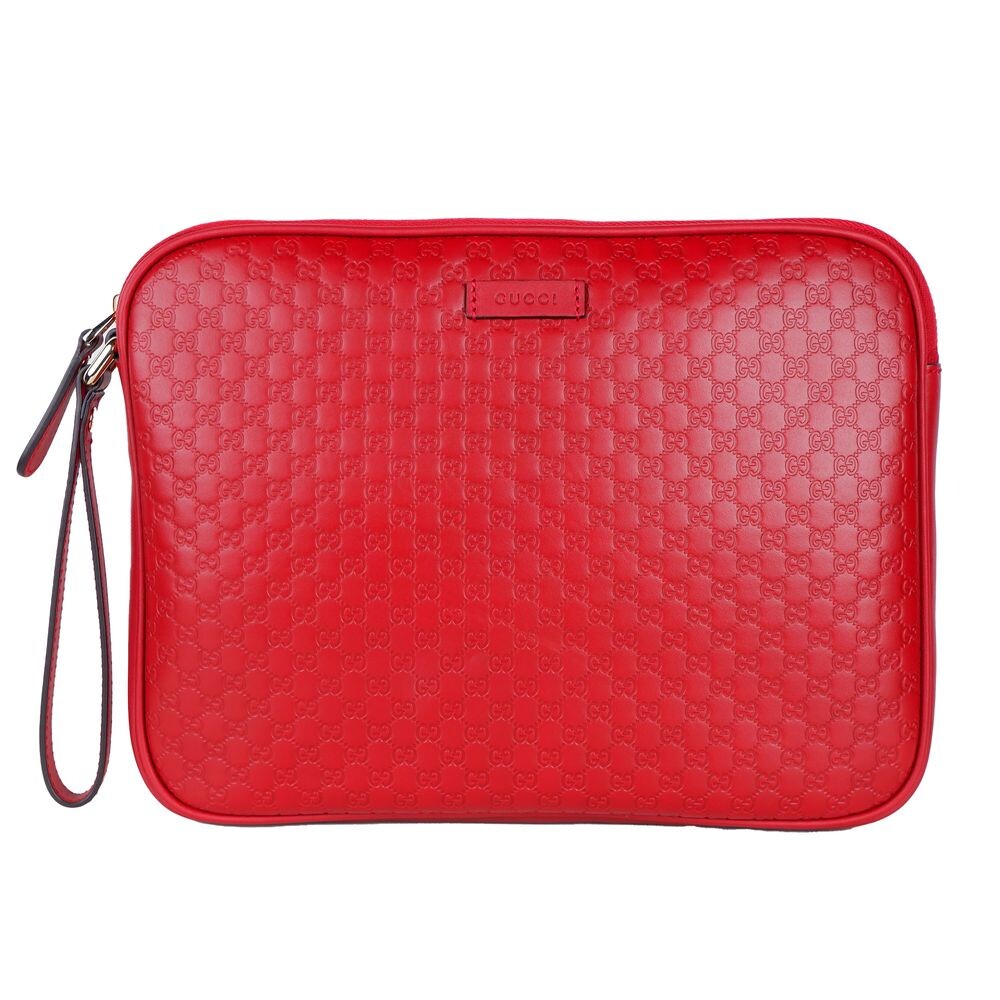 

Элегантный кожаный клатч Microguccissima красного цвета Gucci