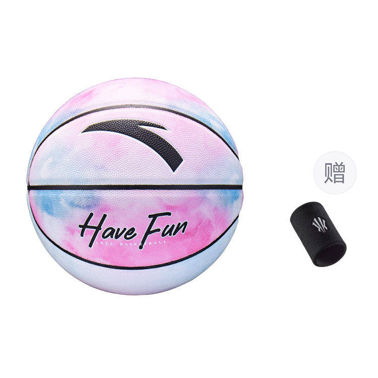 

ANTA Баскетбольный мяч PU Cuba с тай-даем в сине-розовых тонах, размер 7, для уличных тренировок и соревнований, унисекс