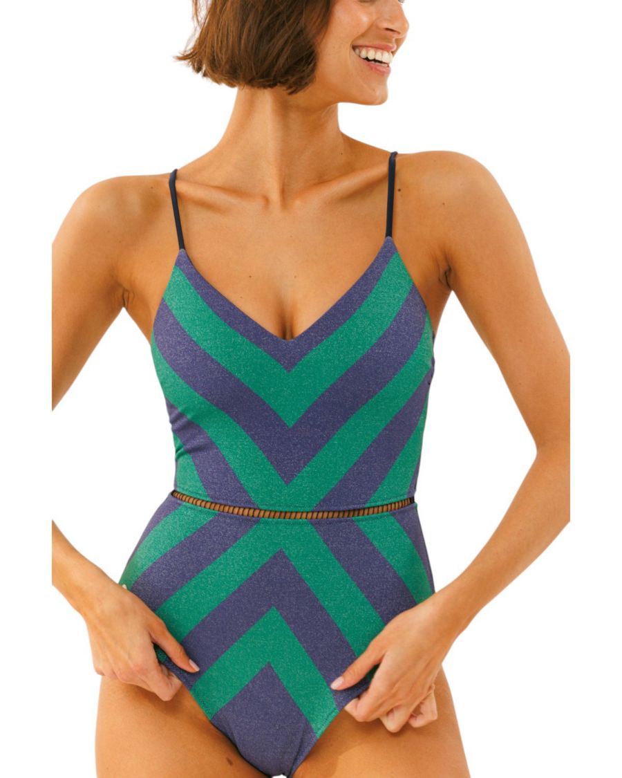 

Женский слитный купальник Arava в полоску Biliblond, Black nude lurex