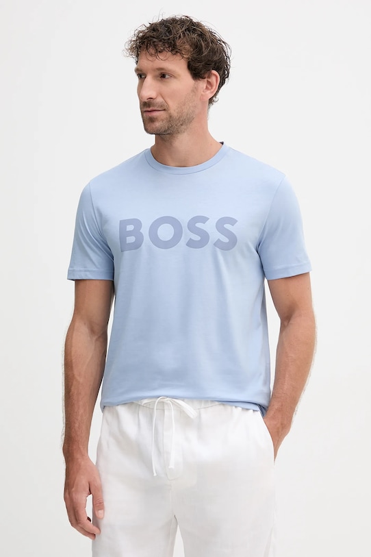 

Хлопковая футболка Boss Orange, синий