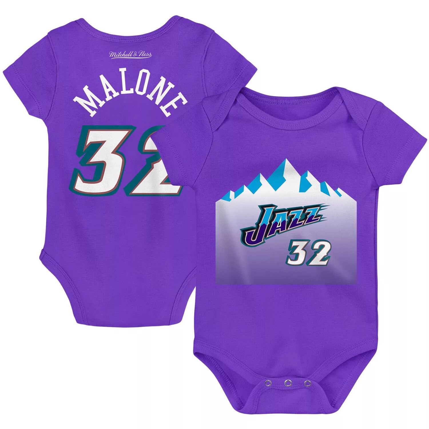 

Боди Infant Mitchell & Ness Karl Malone Purple Utah Jazz из твердой древесины, классическое боди с именем и номером Unbranded