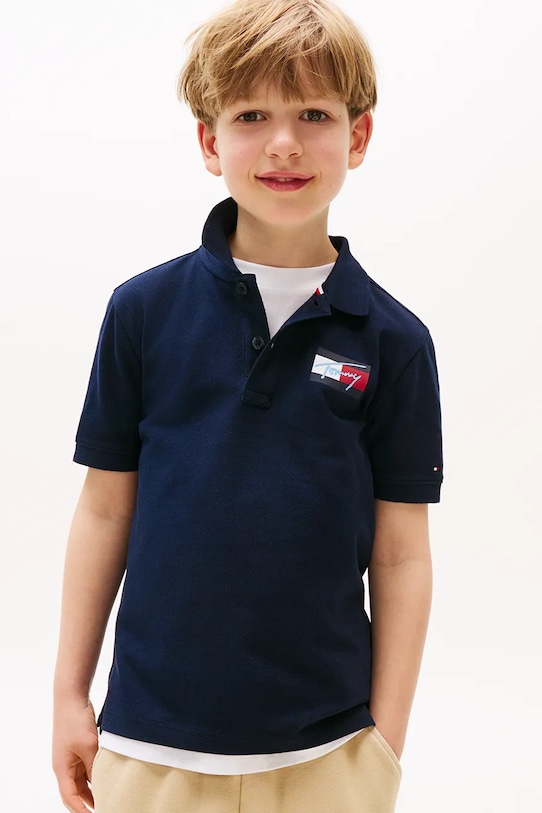 

Хлопковая детская поло Tommy Hilfiger, темно-синий