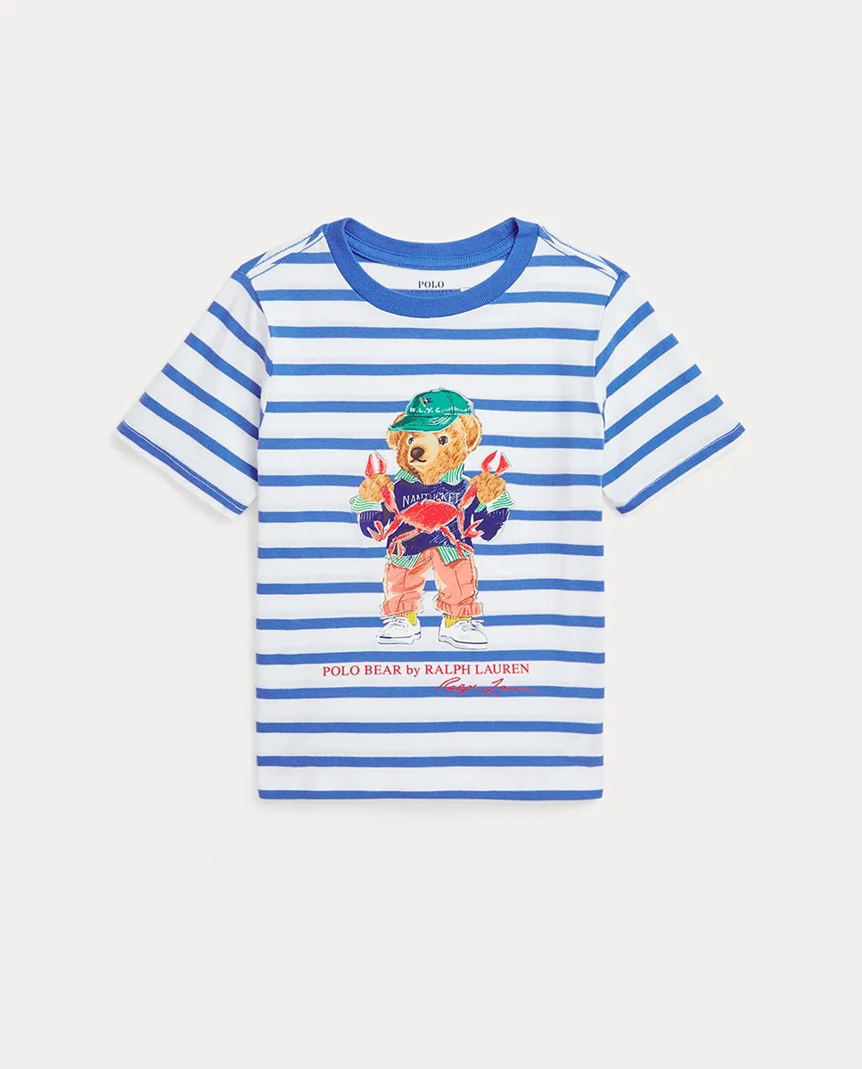 

Футболка из хлопка для мальчика с медведем Поло Polo Ralph Lauren, синий