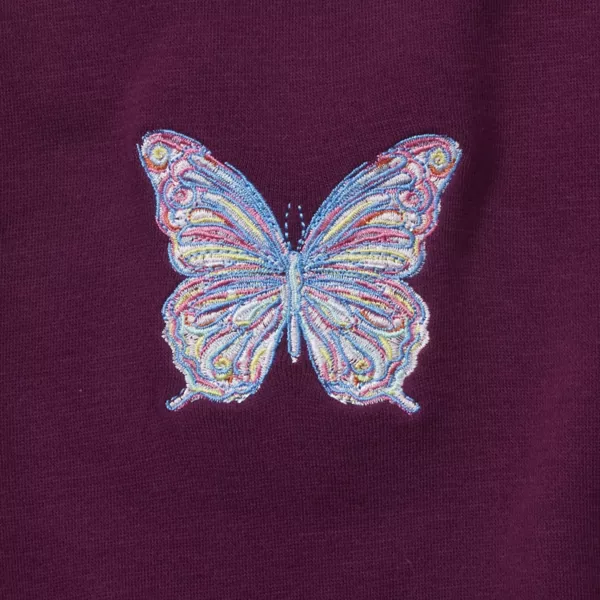 Толстовка с круглым вырезом и вышивкой для девочек 2–16 лет Lands' End, цвет plum butterfly — фото 2