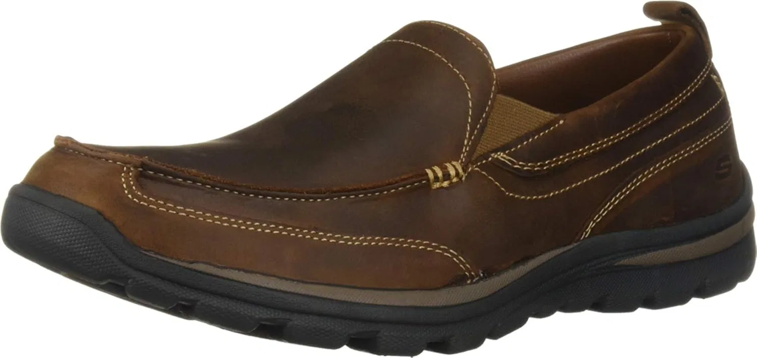 Мужские слипоны Skechers Superior - Gains 63697Moc Toe, Dark Brown