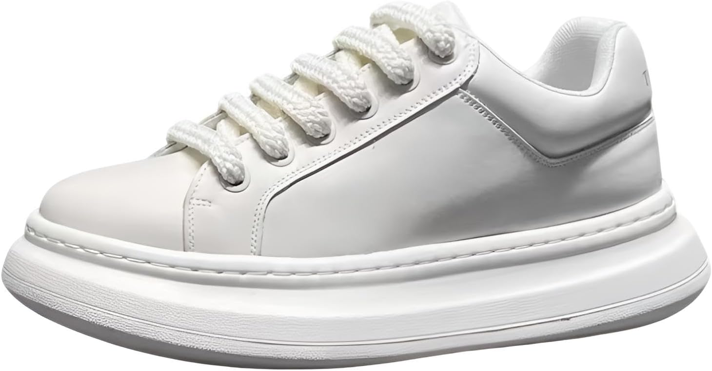 

Кроссовки на платформе с толстой подошвой, верх из кожи, массивные шнурки, бело-черные Generic