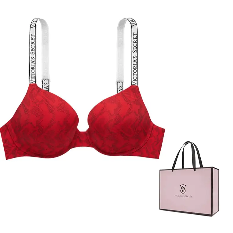 

Victoria's Secret Бюстгальтер женский красный с принтом под змеиную кожу