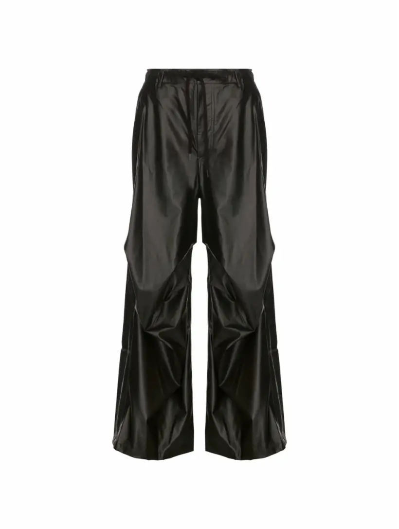 

Кожаные широкие брюки MM6 MAISON MARGIELA, черный