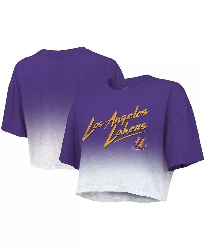 

Женская фиолетово-белая укороченная футболка Los Angeles Lakers Dirty Dribble Tri-Blend Majestic